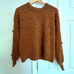 Madewell Brockton Ballon Sleeve Bobble Sweater in Cognac Brown, Extra Small